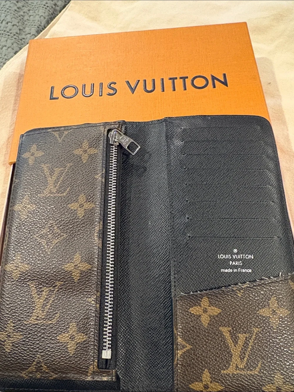 Louis Vuitton Monogram Long Wallet in Brown and Black Serial #CT2191